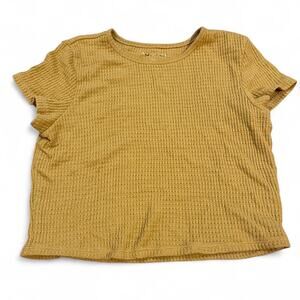 American eagle yellow waffle crop top